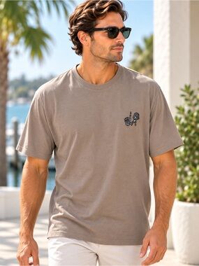 Public Record Skeleton LA Embroidered Tee Men's 2XL Desert Taupe NWT #249